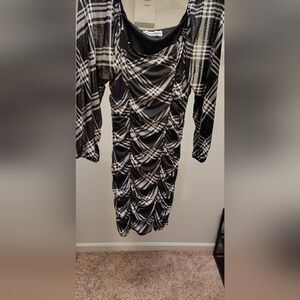 Elegant Black and White Plaid Dress